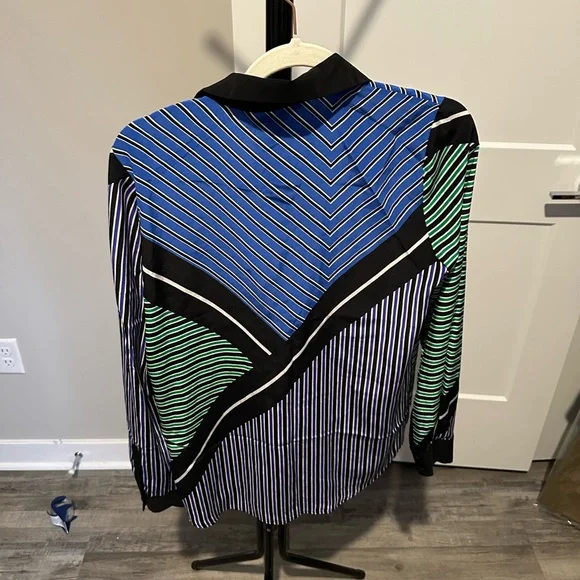 Vintage Inspired 70’s Colorblock DVF Silk Button Down Sz 4 NWT - Picture 3 of 3